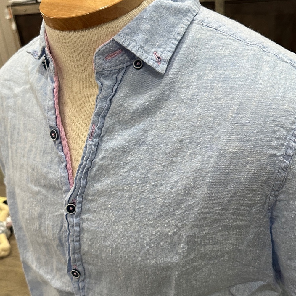 Heritage Light Blue Linen Button Down Shirt